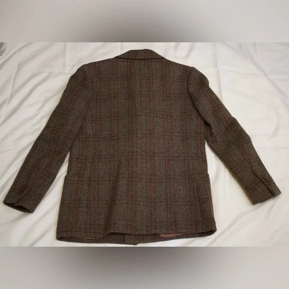 Vintage 80s S.B. II By Bitterman Women's Wool Plaid & Herringbone Blazer Jacket - Picture 3 of 11